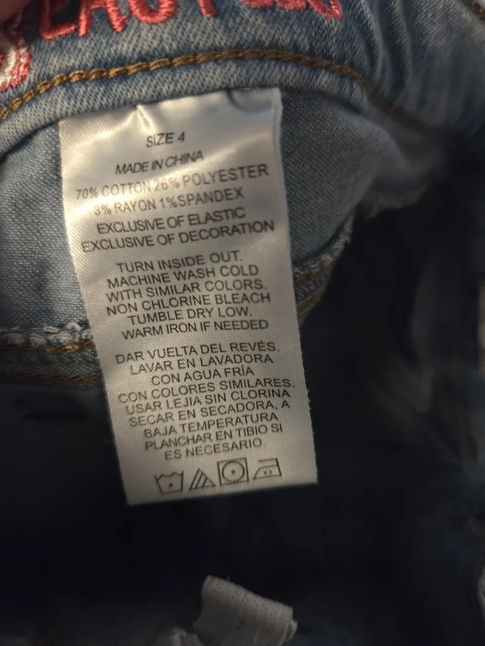 Beautees Light Blue Denim Jeans with Pink Bow Cat Patches 4 4t